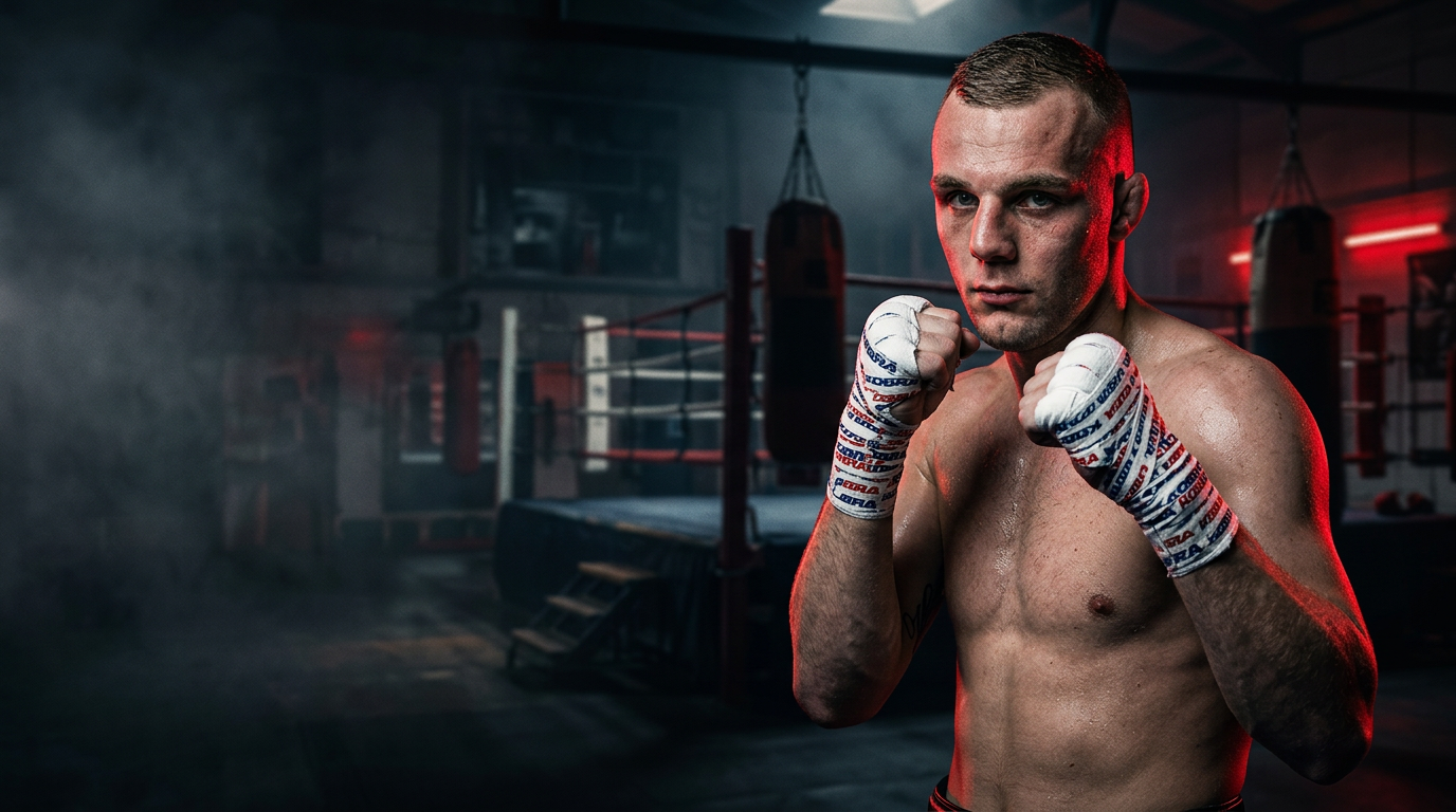 Dan 'The Engine' Hill training on the heavy bag